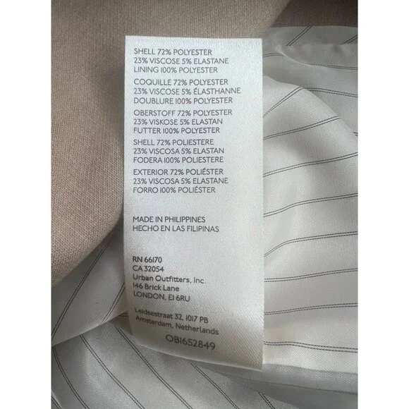 Anthropologie Maeve Beige Double-Breasted Cropped Blazer Short Sleeve Size US 14 - Picture 12 of 16